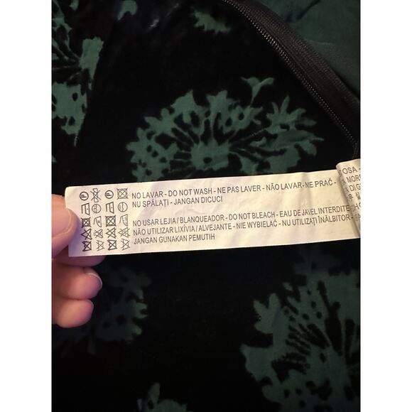 Zara Women Silk Blend Velvet Burnout Pants Green Floral Boho Y2K Whimsigoth Luxe - Picture 6 of 11